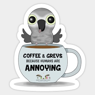 Coffee & African Greys! Sticker